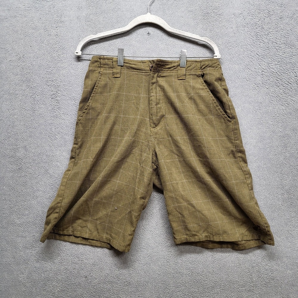 Oneal Men Shorts 30 Olive Crest Embroidery Houndstooth 10" Inseam Skater Y2K
